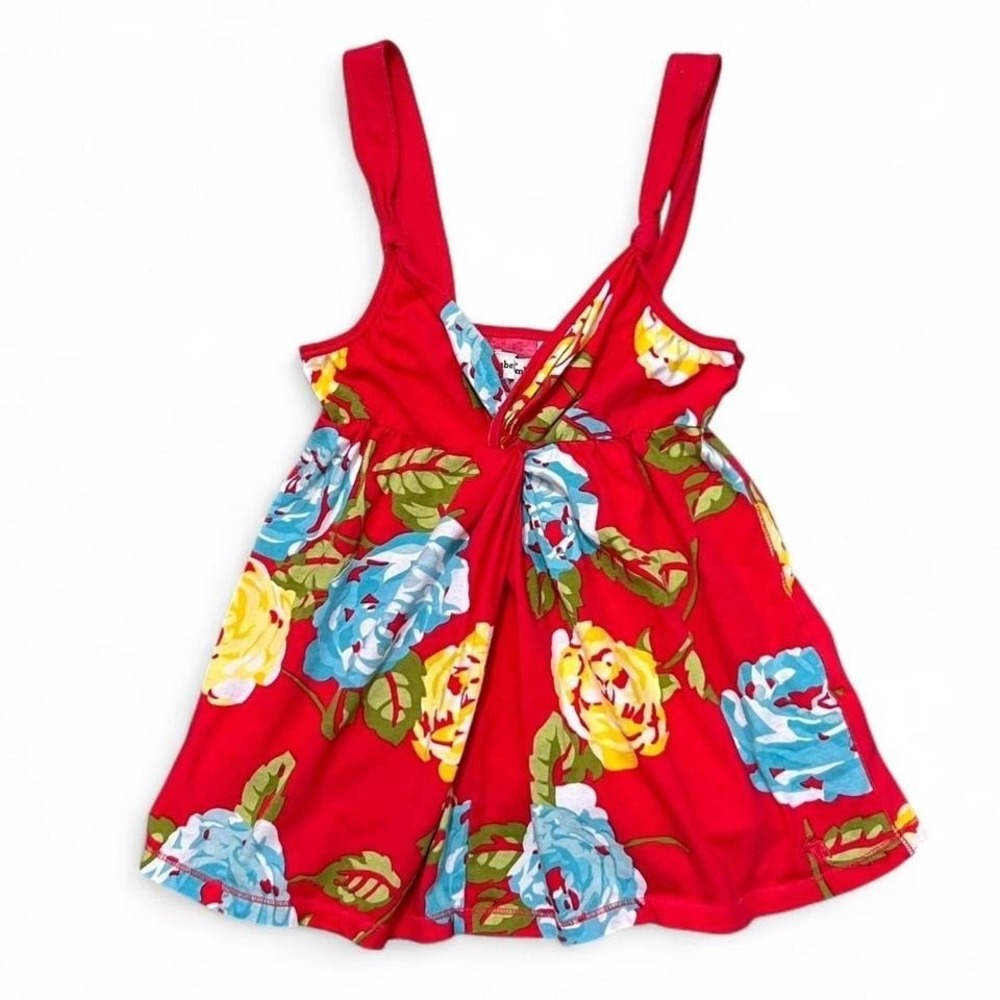 Vintage Y2K Abercrombie & Fitch Babydoll Top Red Floral Tropical XXS (Kids M)